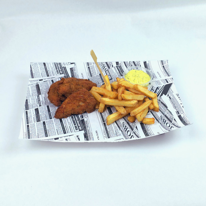 Kuracie stripsy pikantné s belgickými hranolkami