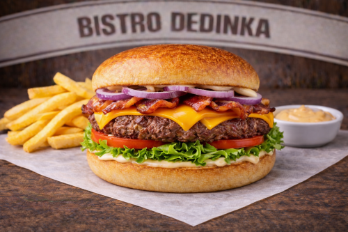 COMBO: ŠMAK burger + hranolky + omáčka