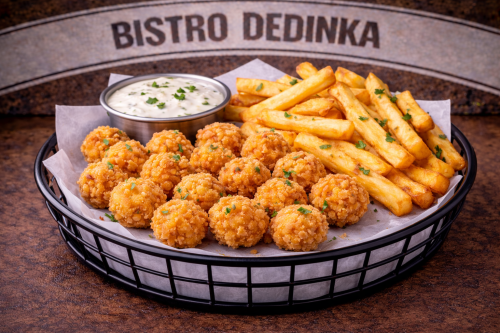 COMBO: Kurací Popcorn 🌶️+ hranolky + omáčka